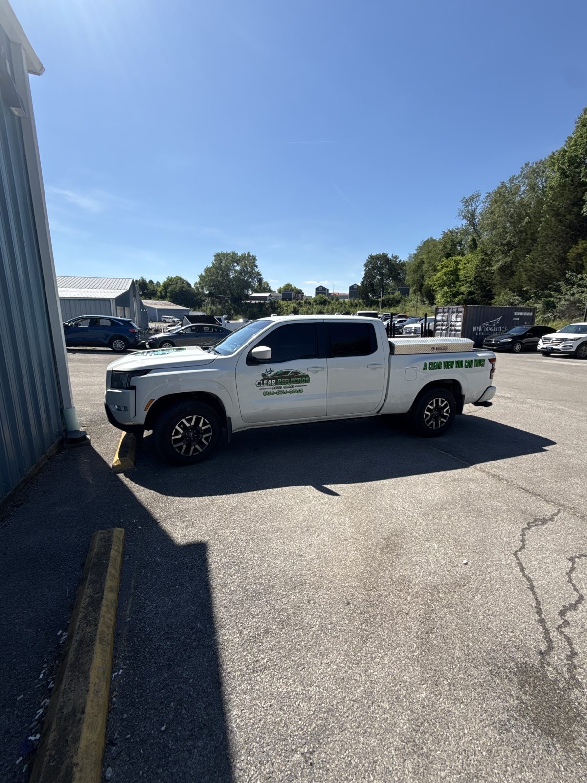 Clear Reflection Auto Glass service truck at a shop in London KY